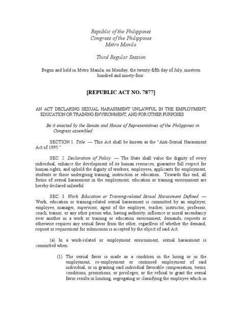 ra 7877 lawphil|Republic Act .